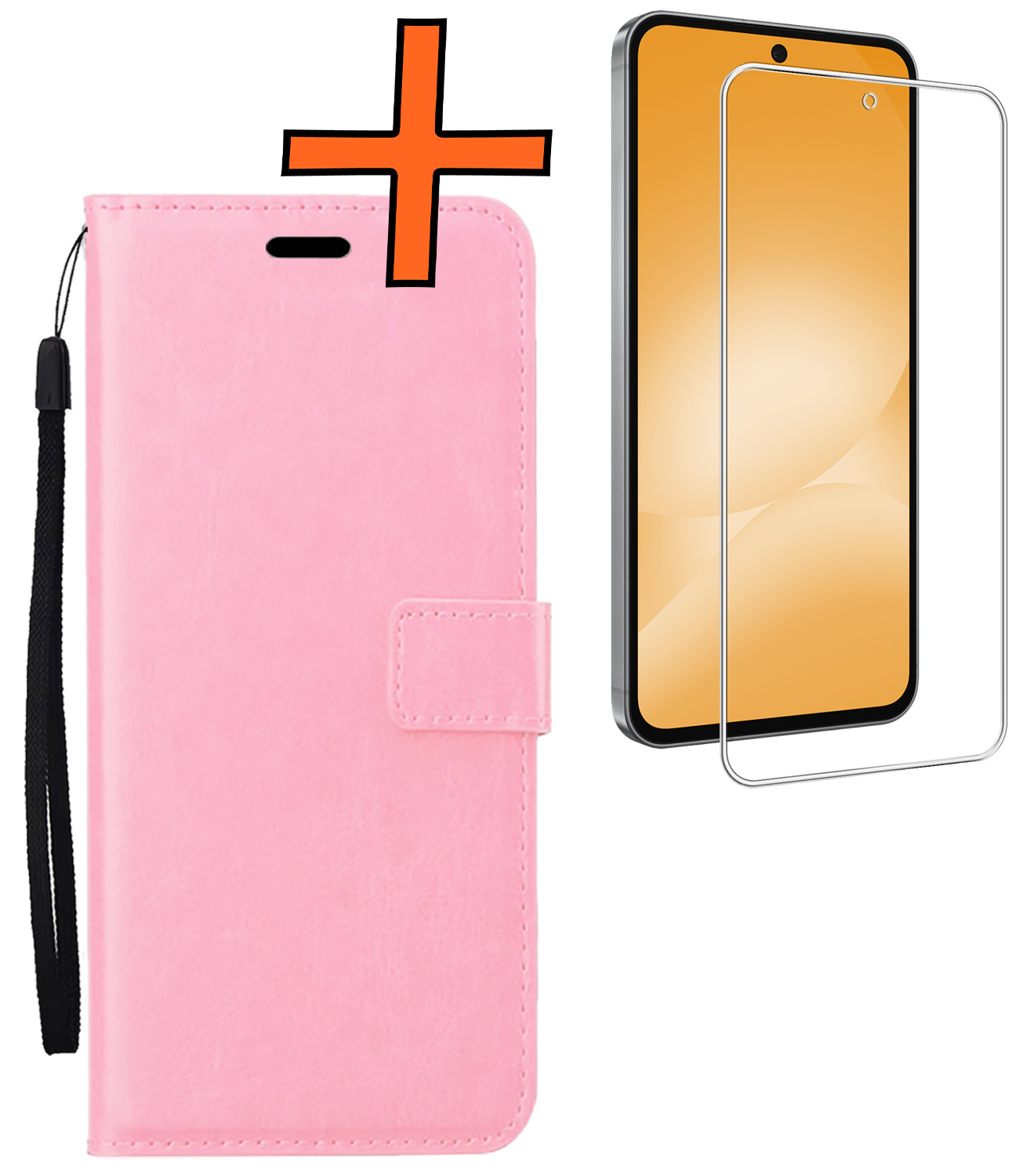 Nomfy Nomfy Samsung Galaxy A56 Hoesje Bookcase Met Screenprotector - Lichtroze