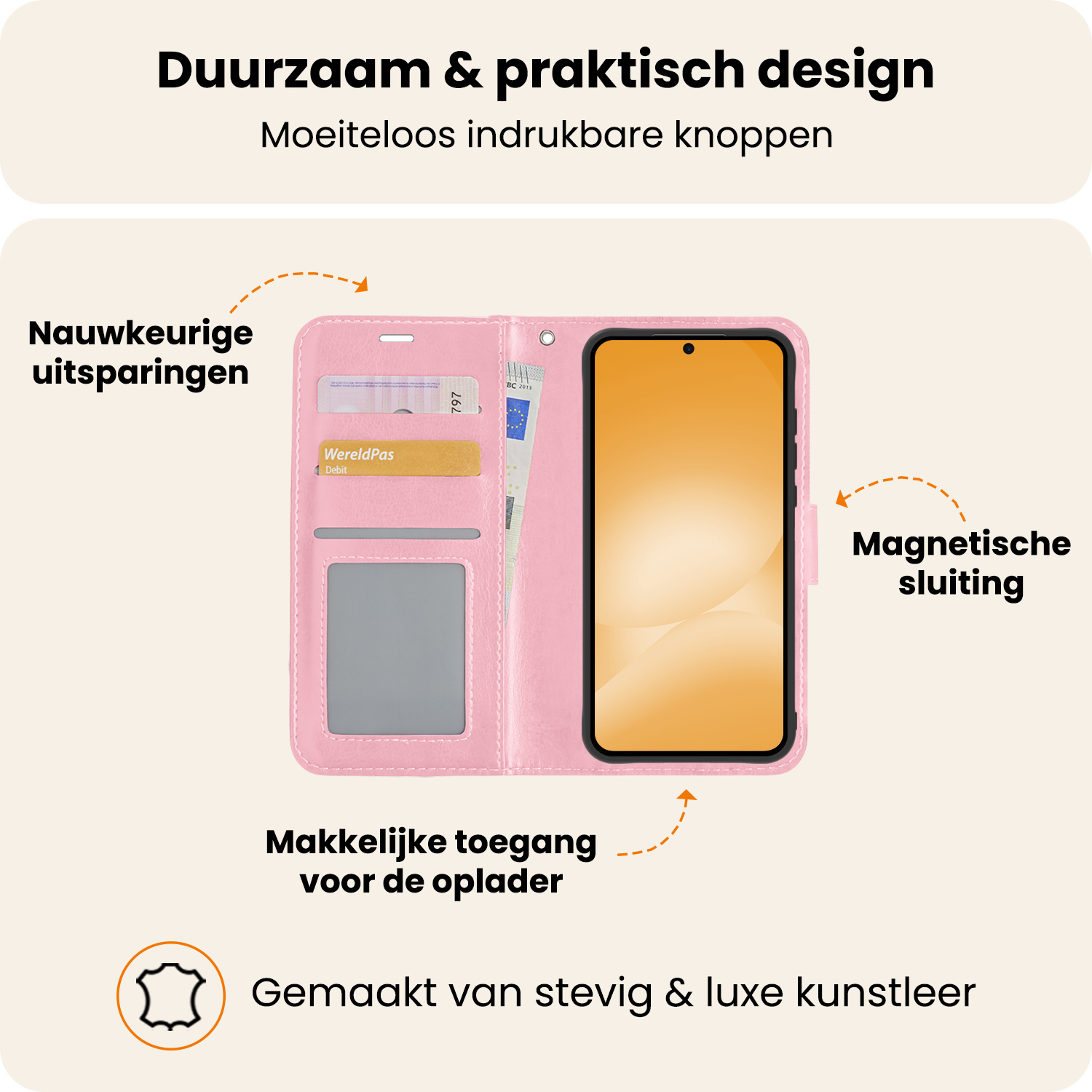 Nomfy Nomfy Samsung Galaxy A56 Hoesje Bookcase Met Screenprotector - Lichtroze