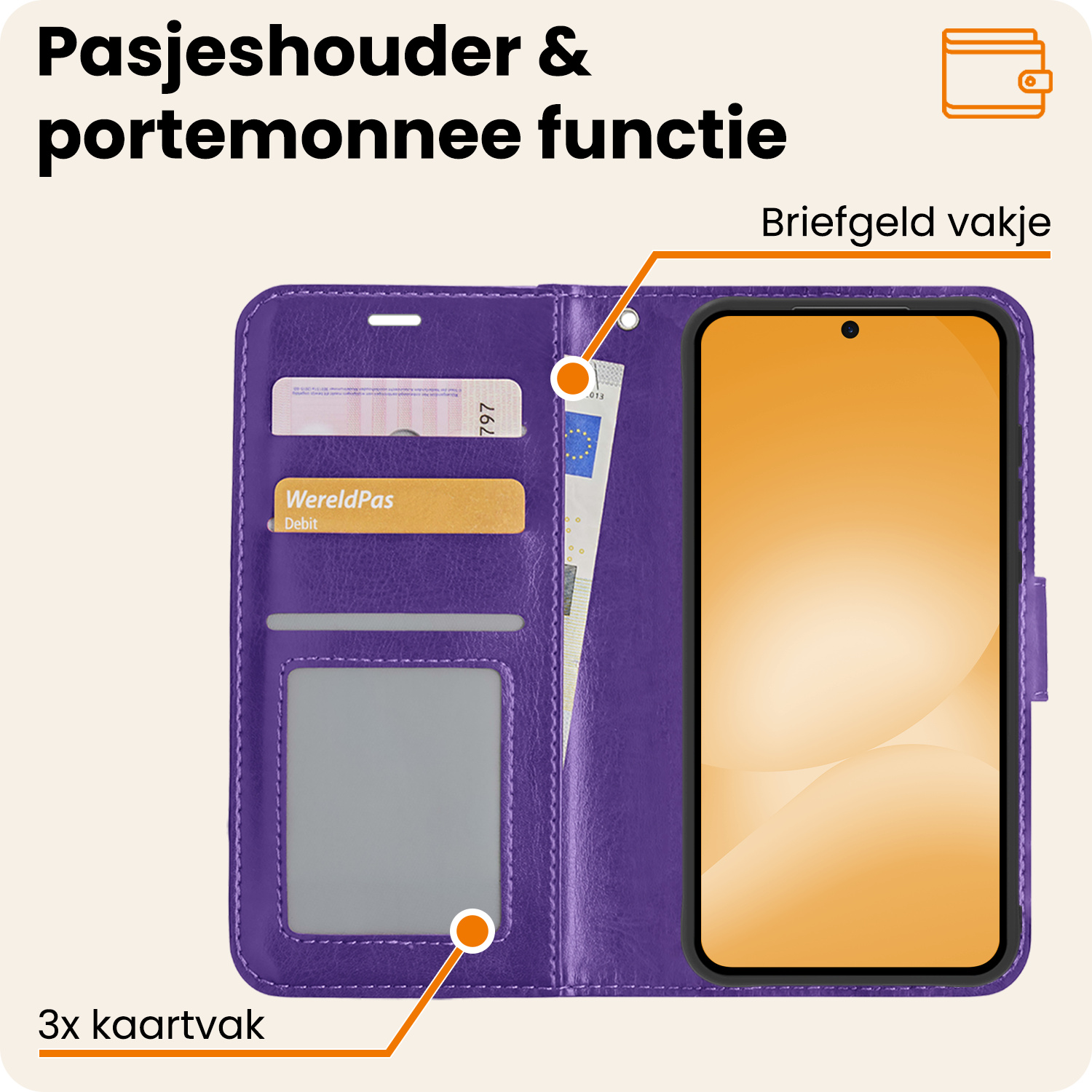 Nomfy Nomfy Samsung Galaxy A56 Hoesje Bookcase Met Screenprotector - Paars