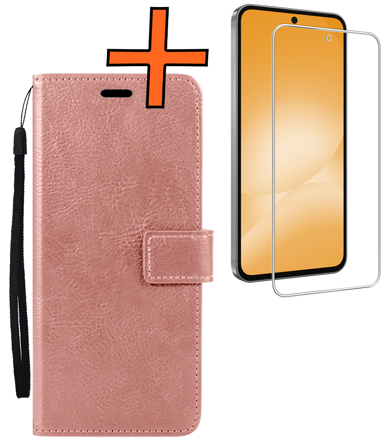 Nomfy Nomfy Samsung Galaxy A56 Hoesje Bookcase Met Screenprotector - Rose Goud