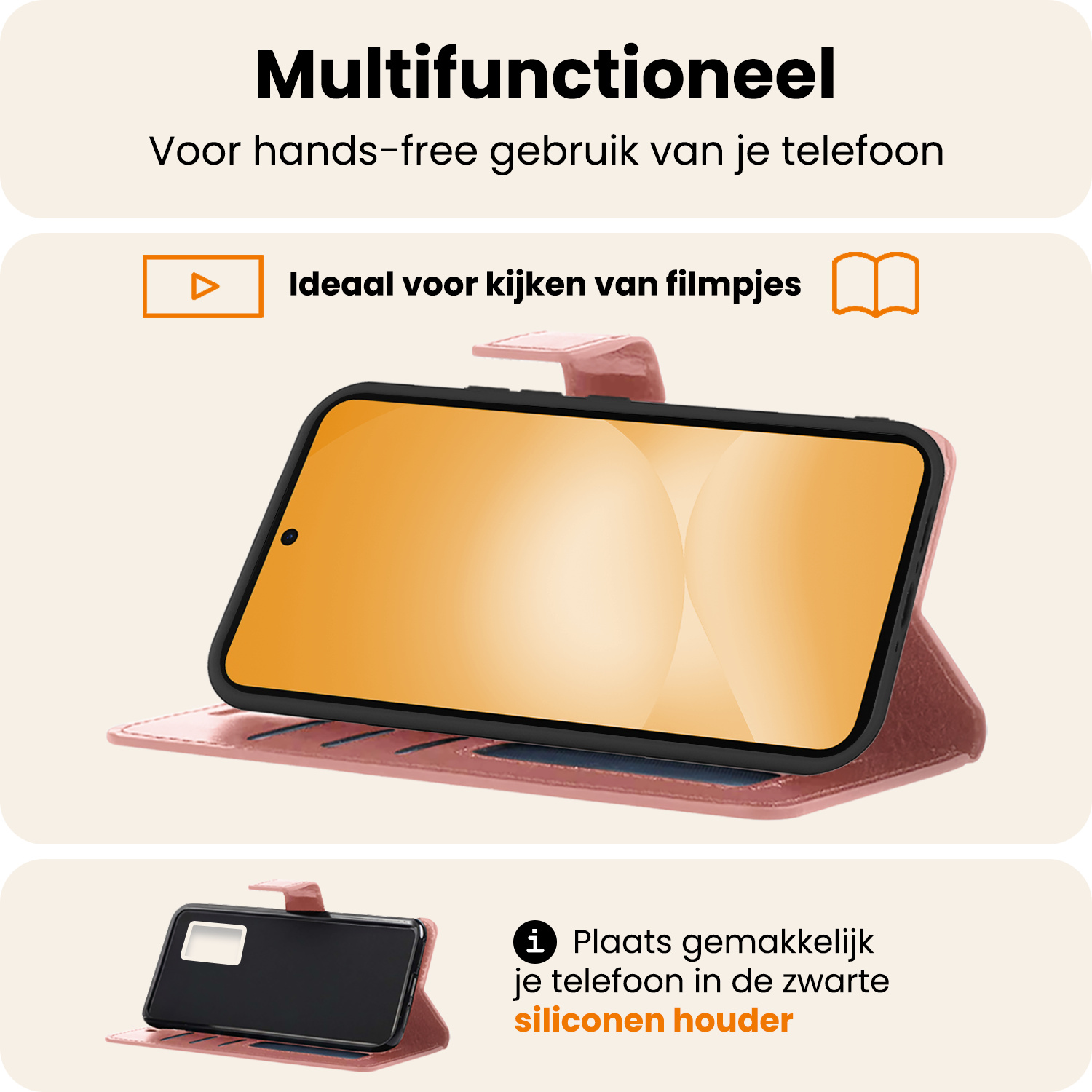 Nomfy Nomfy Samsung Galaxy A56 Hoesje Bookcase Met Screenprotector - Rose Goud