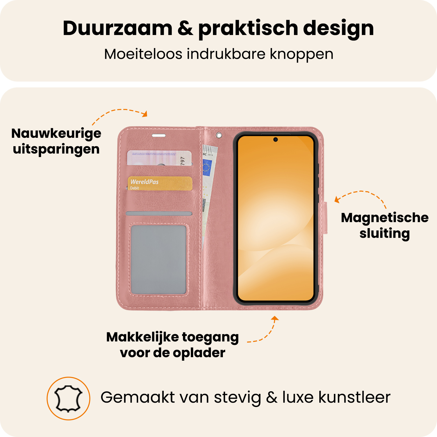 Nomfy Nomfy Samsung Galaxy A56 Hoesje Bookcase Met Screenprotector - Rose Goud