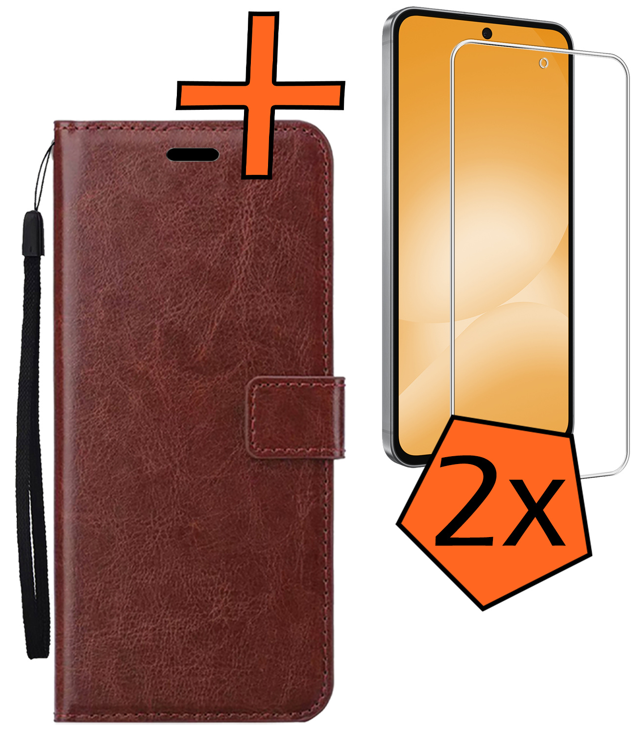 Nomfy Nomfy Samsung Galaxy A56 Hoesje Bookcase Met 2x Screenprotector - Bruin