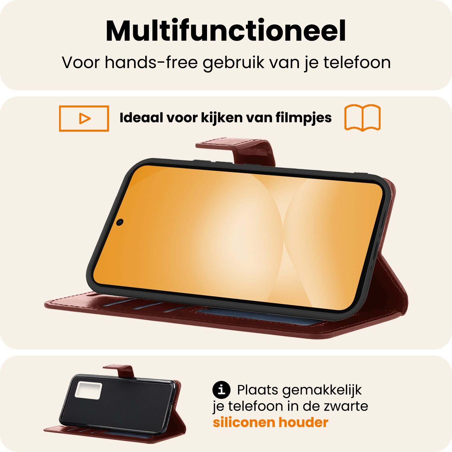 Nomfy Nomfy Samsung Galaxy A56 Hoesje Bookcase Met 2x Screenprotector - Bruin