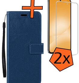 Nomfy Nomfy Samsung Galaxy A56 Hoesje Bookcase Met 2x Screenprotector - Donkerblauw
