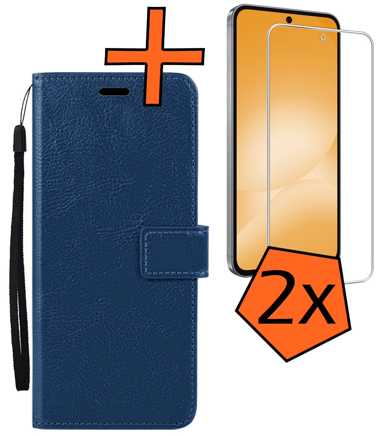 Nomfy Nomfy Samsung Galaxy A56 Hoesje Bookcase Met 2x Screenprotector - Donkerblauw