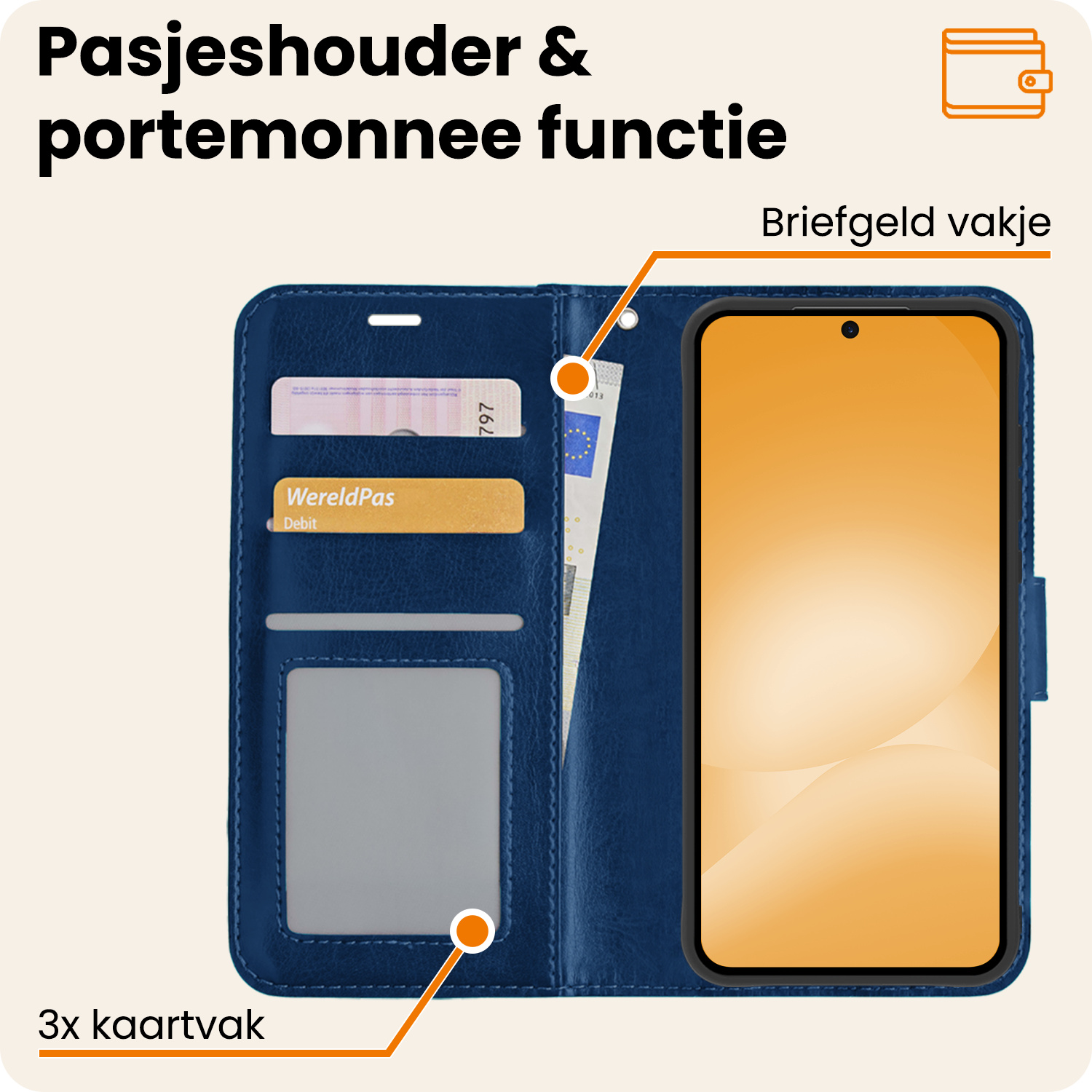 Nomfy Nomfy Samsung Galaxy A56 Hoesje Bookcase Met 2x Screenprotector - Donkerblauw