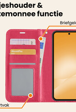 Nomfy Nomfy Samsung Galaxy A56 Hoesje Bookcase Met 2x Screenprotector - Donkerroze