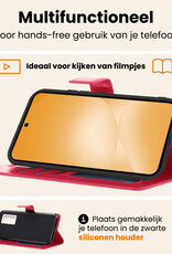 Nomfy Nomfy Samsung Galaxy A56 Hoesje Bookcase Met 2x Screenprotector - Donkerroze