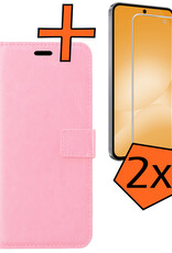 Nomfy Nomfy Samsung Galaxy A56 Hoesje Bookcase Met 2x Screenprotector - Lichtroze