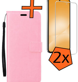 Nomfy Nomfy Samsung Galaxy A56 Hoesje Bookcase Met 2x Screenprotector - Lichtroze