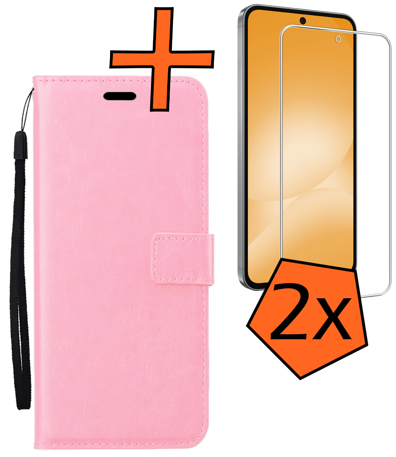 Nomfy Nomfy Samsung Galaxy A56 Hoesje Bookcase Met 2x Screenprotector - Lichtroze