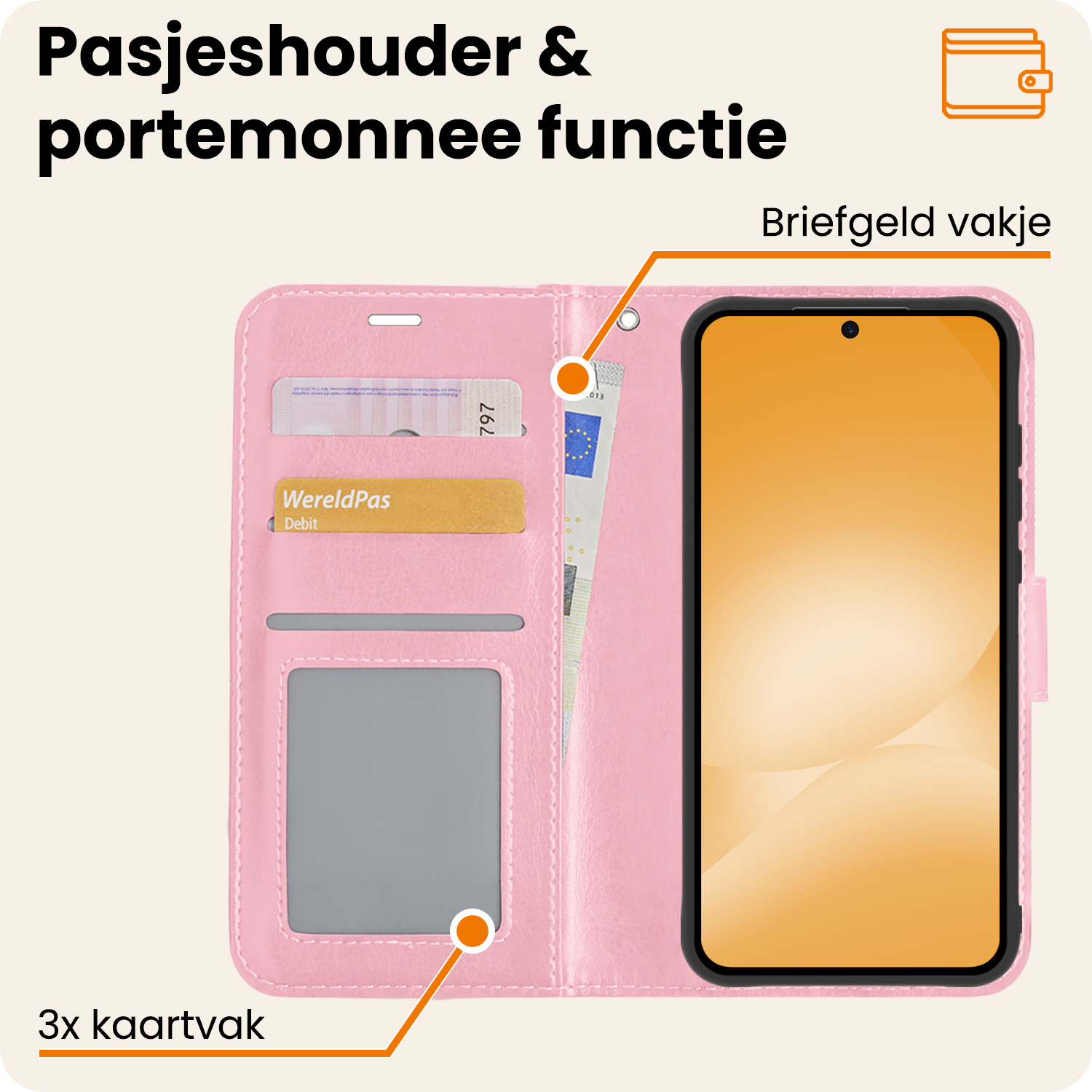Nomfy Nomfy Samsung Galaxy A56 Hoesje Bookcase Met 2x Screenprotector - Lichtroze