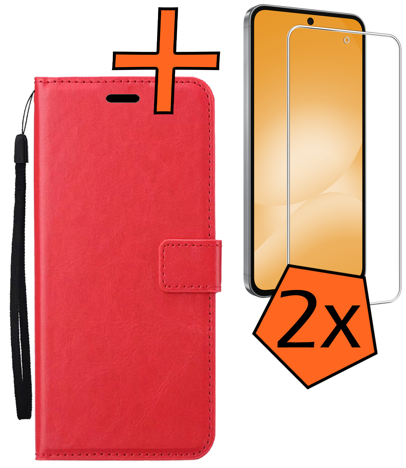 Nomfy Nomfy Samsung Galaxy A56 Hoesje Bookcase Met 2x Screenprotector - Rood