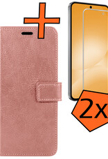 Nomfy Nomfy Samsung Galaxy A56 Hoesje Bookcase Met 2x Screenprotector - Rose Goud