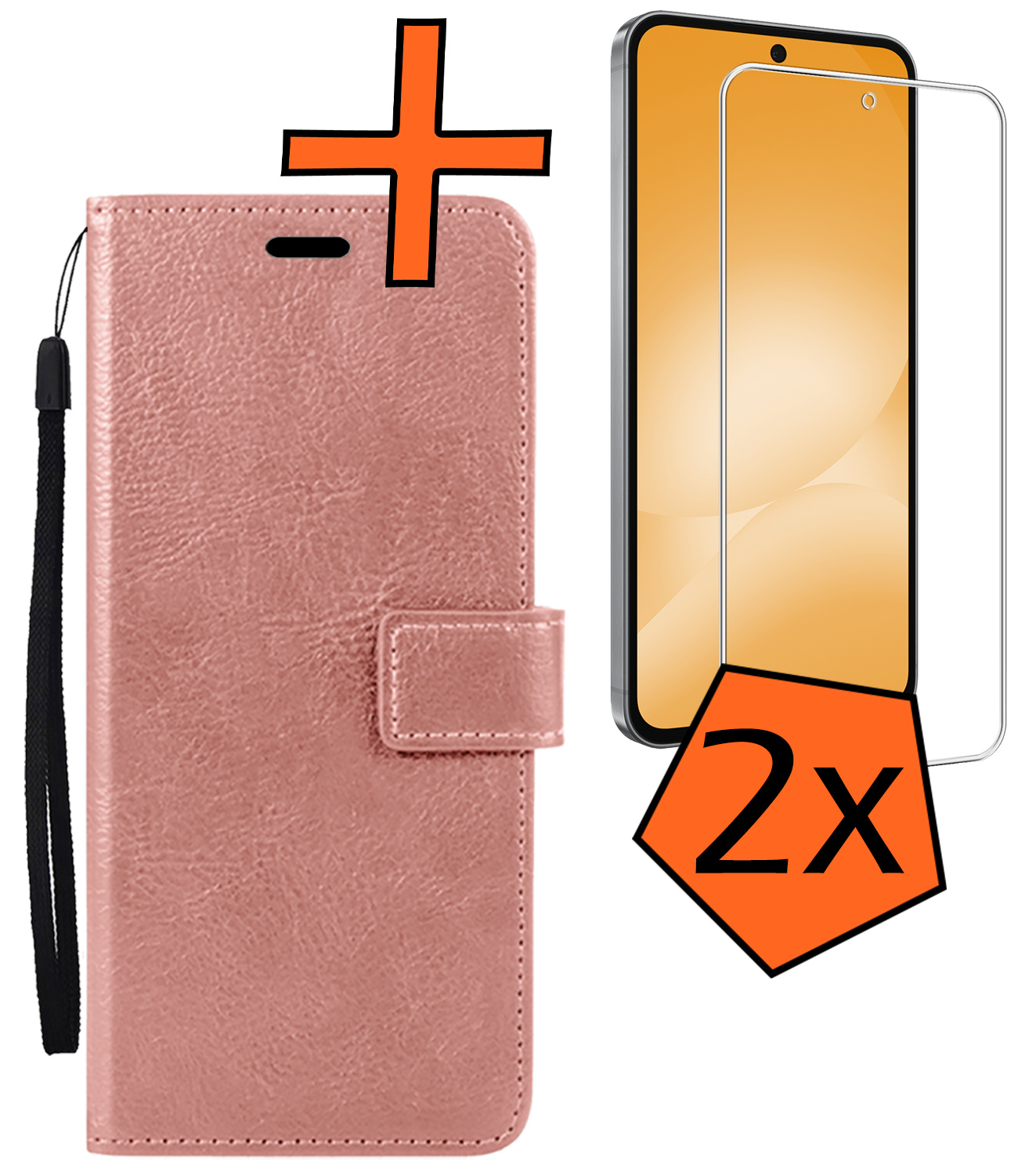 Nomfy Nomfy Samsung Galaxy A56 Hoesje Bookcase Met 2x Screenprotector - Rose Goud