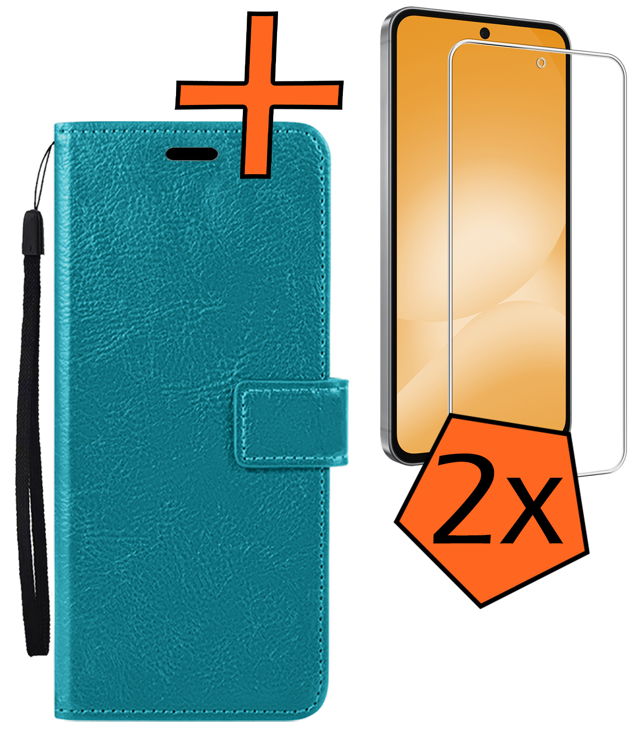 Nomfy Nomfy Samsung Galaxy A56 Hoesje Bookcase Met 2x Screenprotector - Turquoise