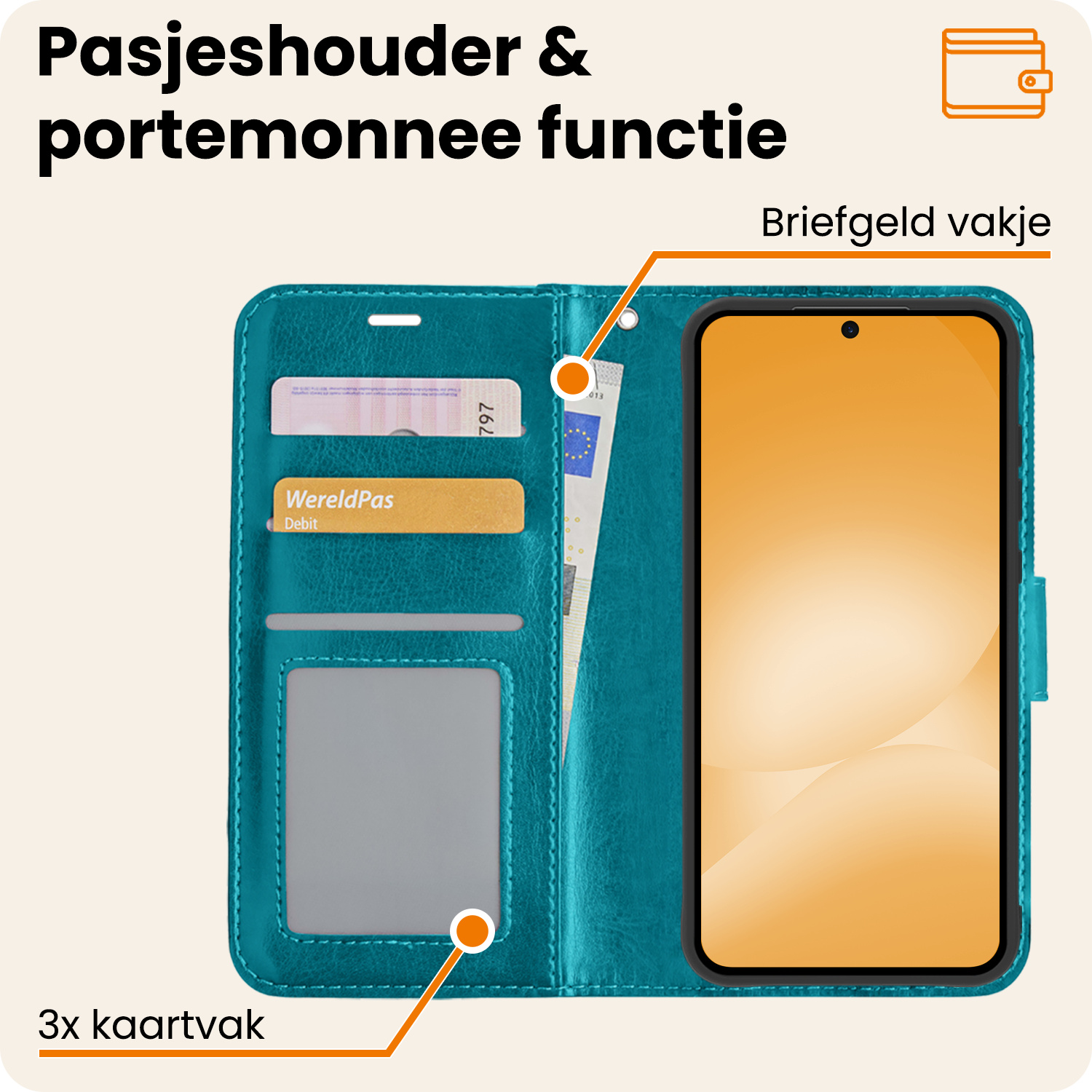 Nomfy Nomfy Samsung Galaxy A56 Hoesje Bookcase Met 2x Screenprotector - Turquoise