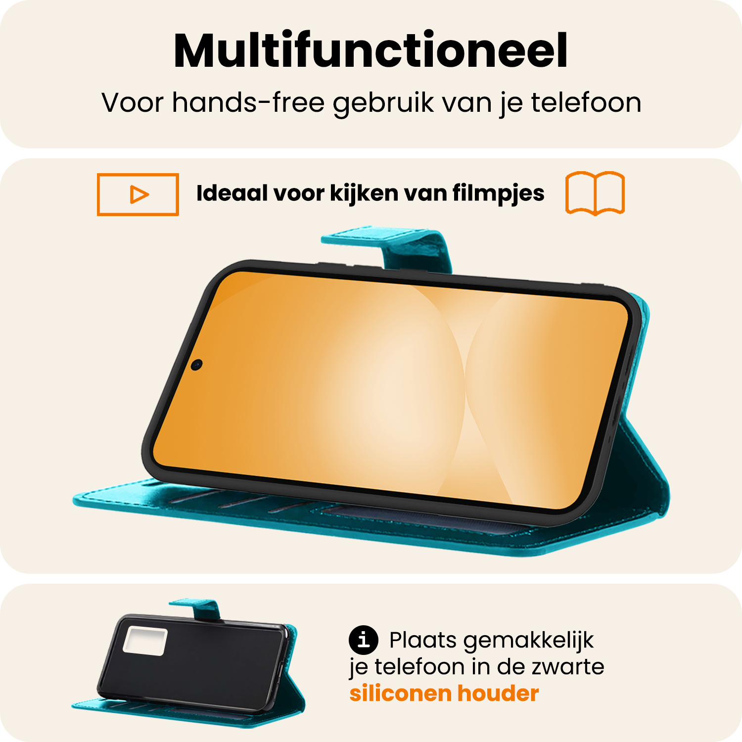 Nomfy Nomfy Samsung Galaxy A56 Hoesje Bookcase Met 2x Screenprotector - Turquoise