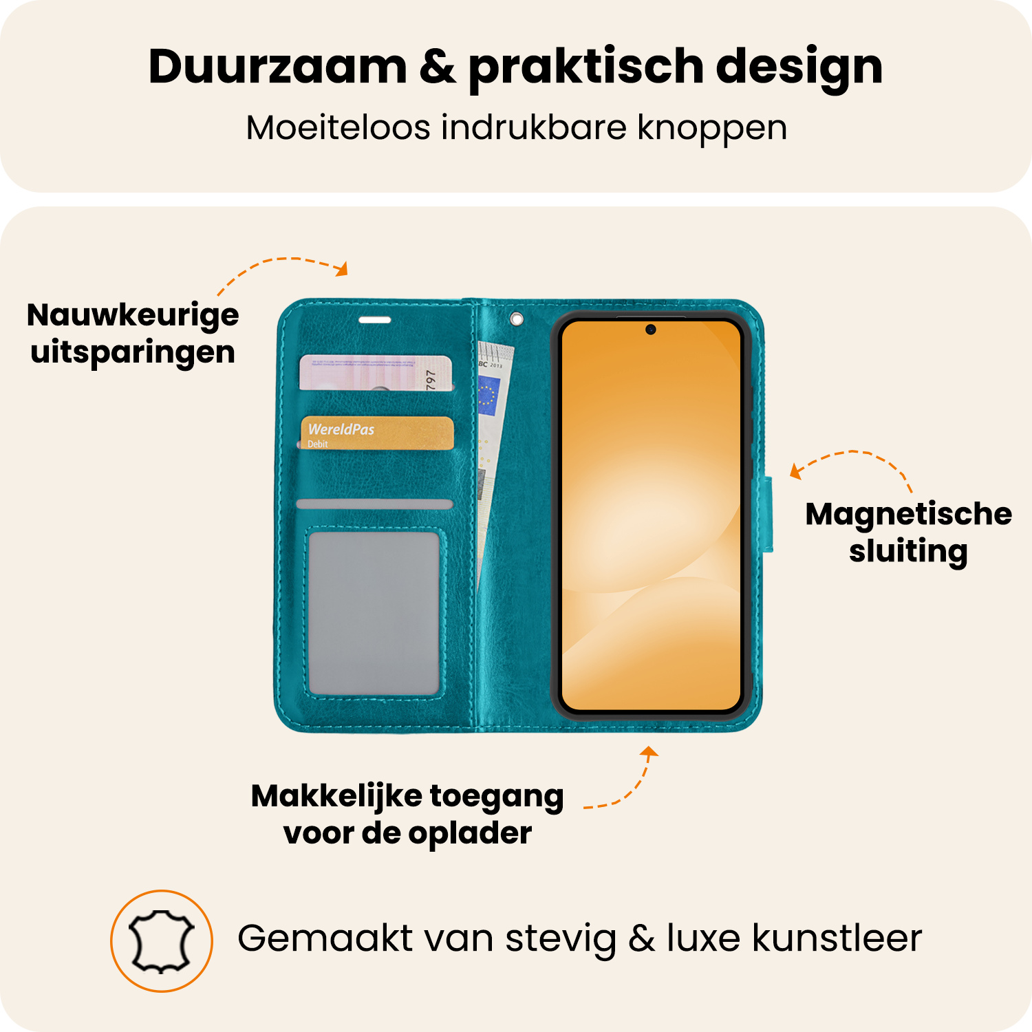 Nomfy Nomfy Samsung Galaxy A56 Hoesje Bookcase Met 2x Screenprotector - Turquoise
