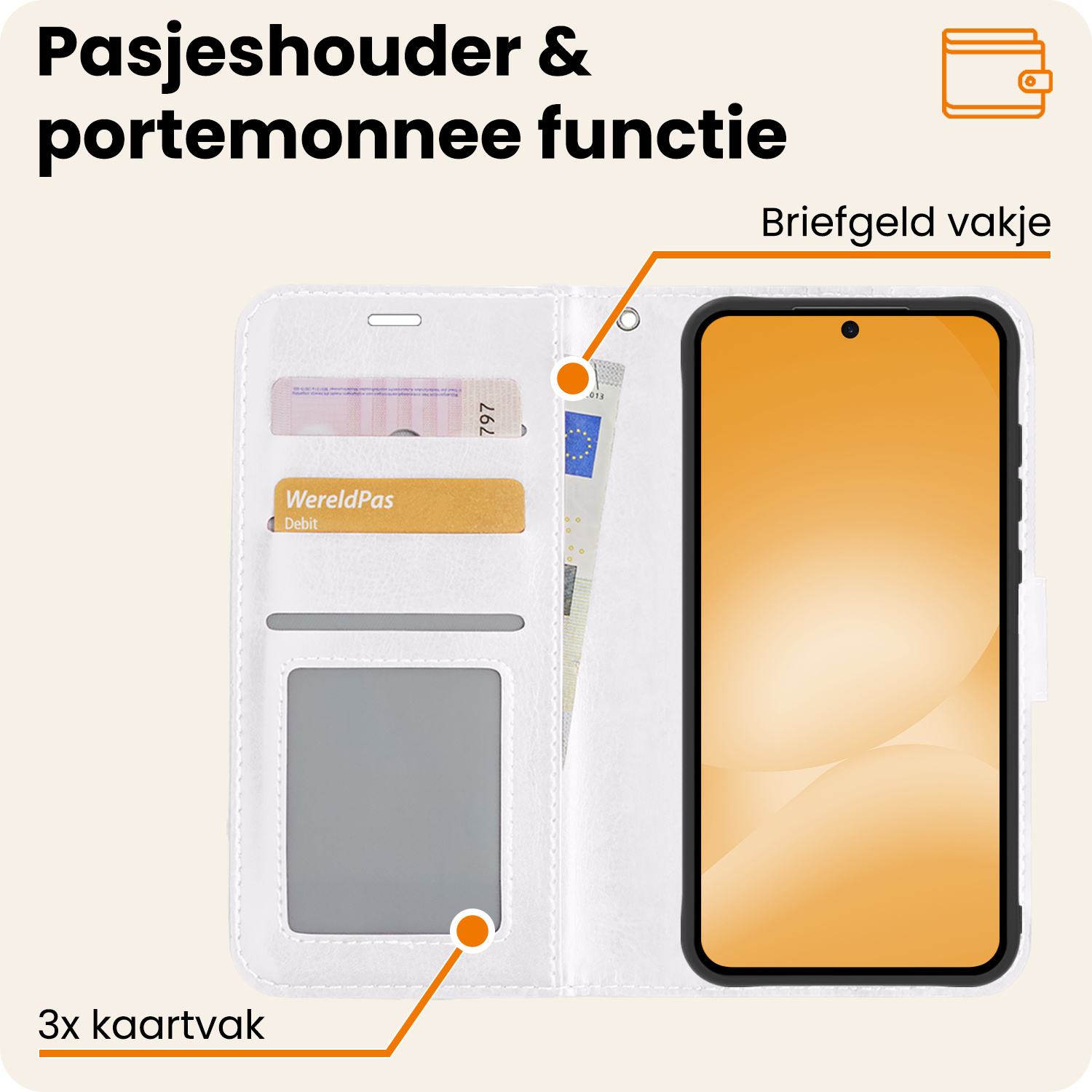 Nomfy Nomfy Samsung Galaxy A56 Hoesje Bookcase Met 2x Screenprotector - Wit