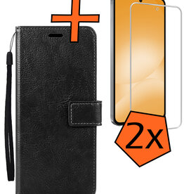 Nomfy Nomfy Samsung Galaxy A56 Hoesje Bookcase Met 2x Screenprotector - Zwart