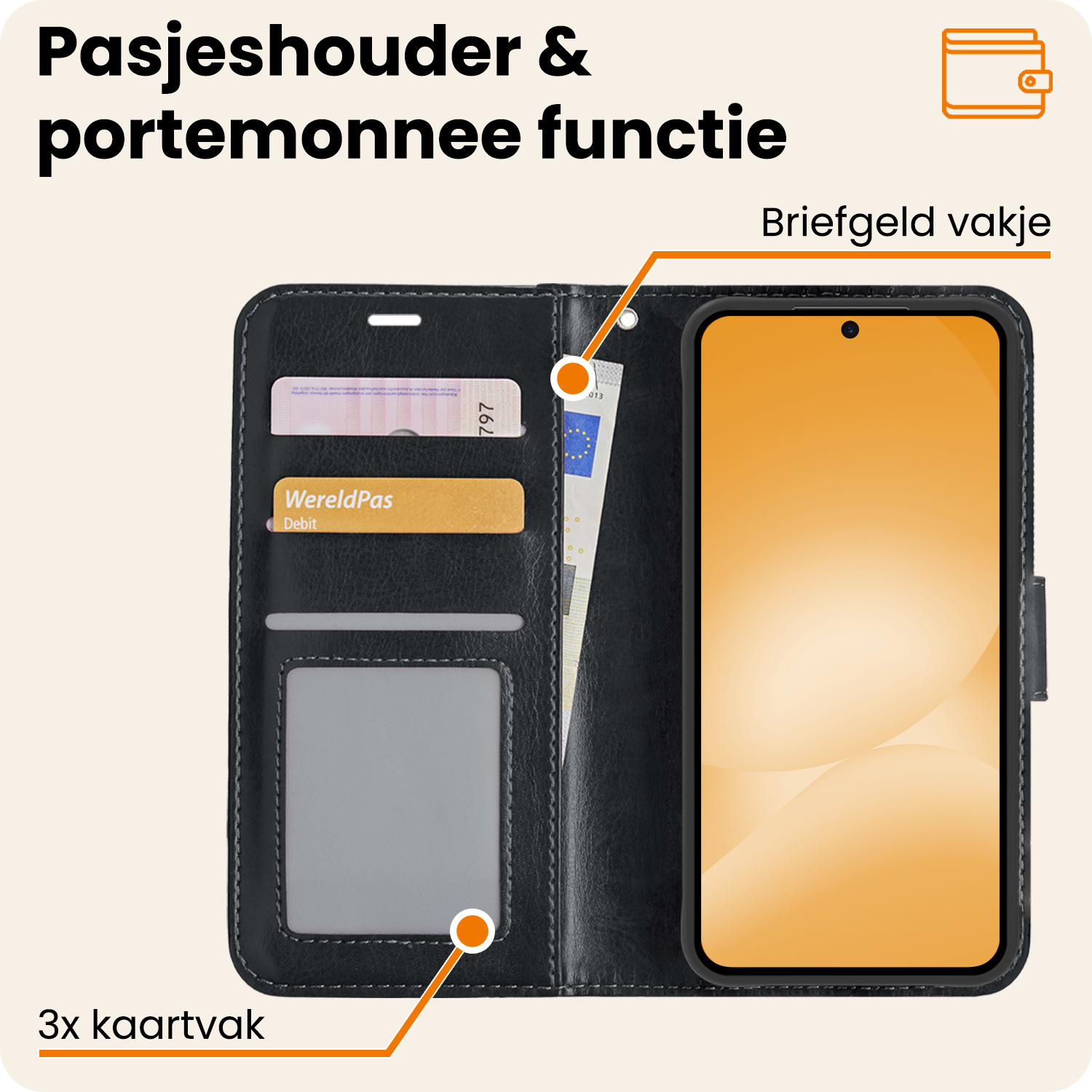 Nomfy Nomfy Samsung Galaxy A56 Hoesje Bookcase Met 2x Screenprotector - Zwart