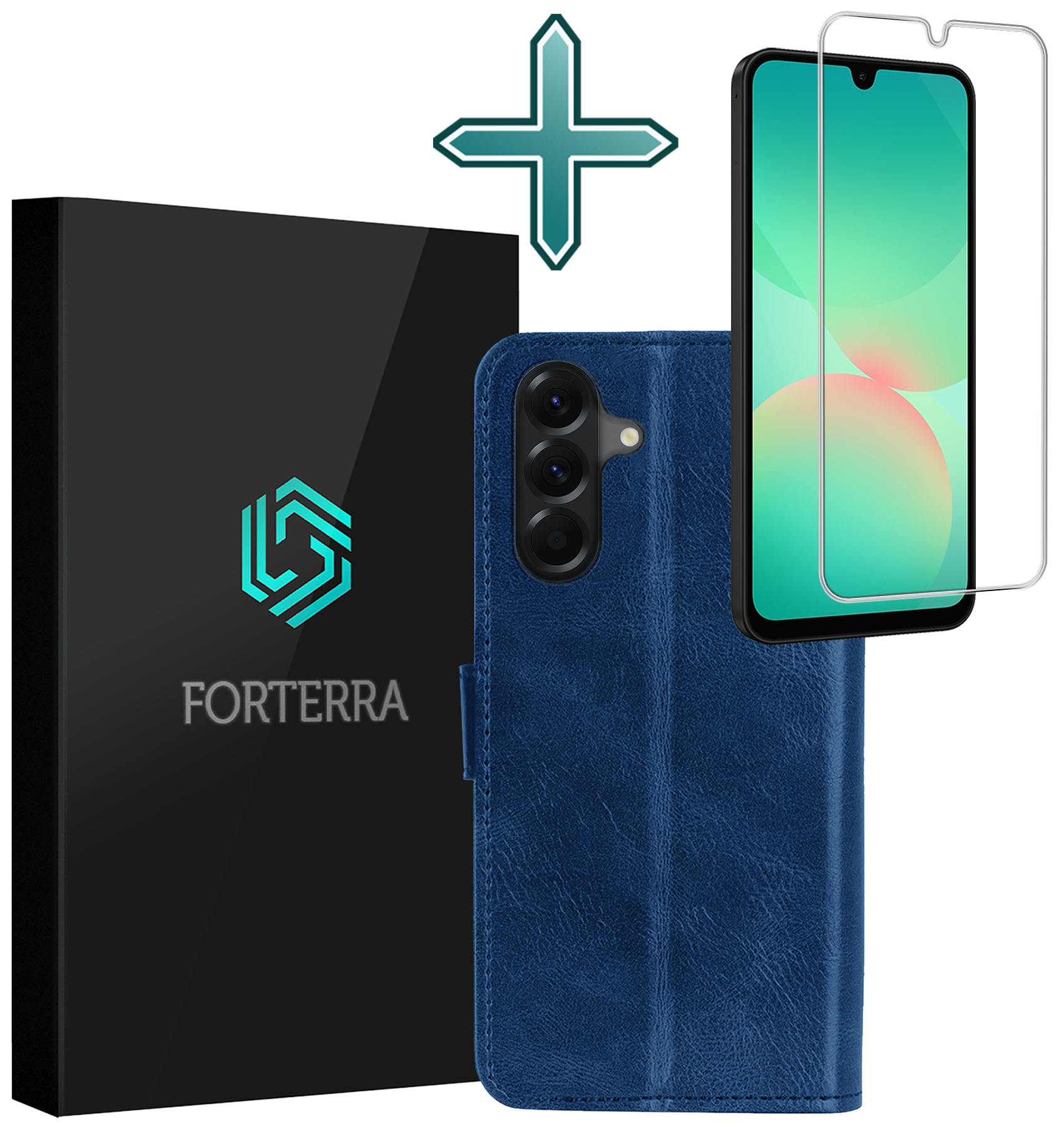 Forterra Forterra Samsung Galaxy A26 Hoesje Bookcase Met Screenprotector - Donkerblauw