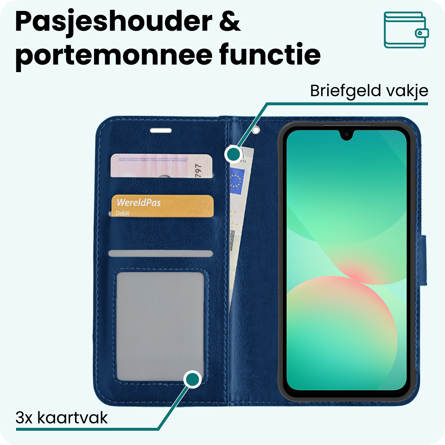 Forterra Forterra Samsung Galaxy A26 Hoesje Bookcase Met Screenprotector - Donkerblauw