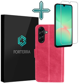 Forterra Forterra Samsung Galaxy A26 Hoesje Bookcase Met Screenprotector - Donkerroze