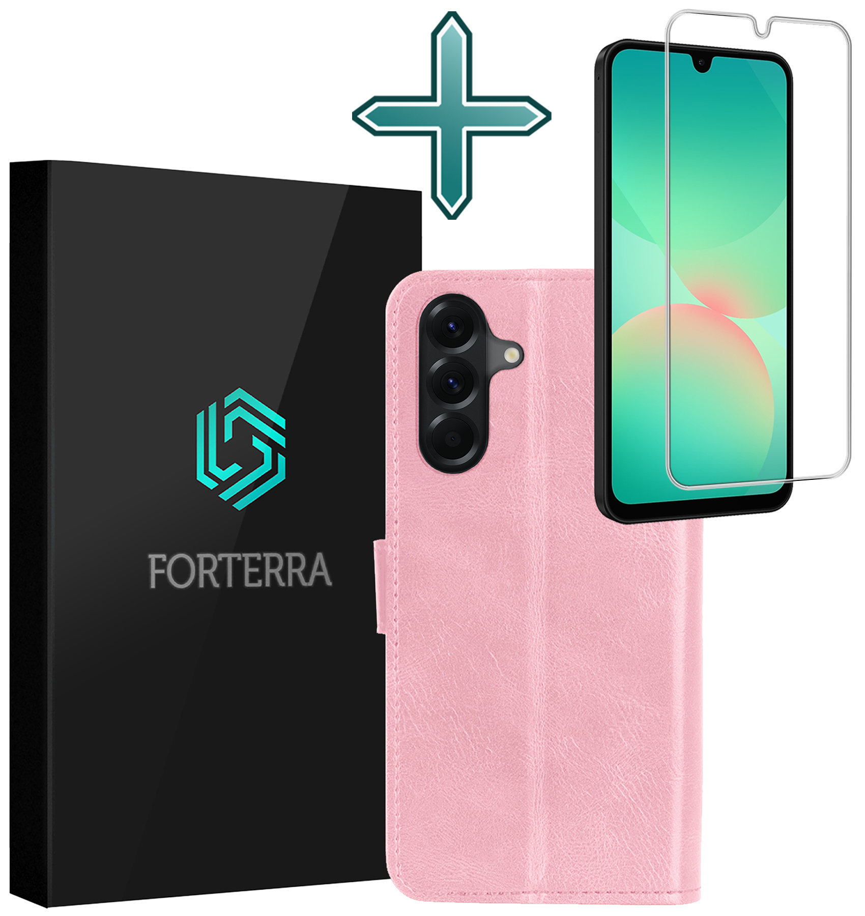 Forterra Forterra Samsung Galaxy A26 Hoesje Bookcase Met Screenprotector - Lichtroze