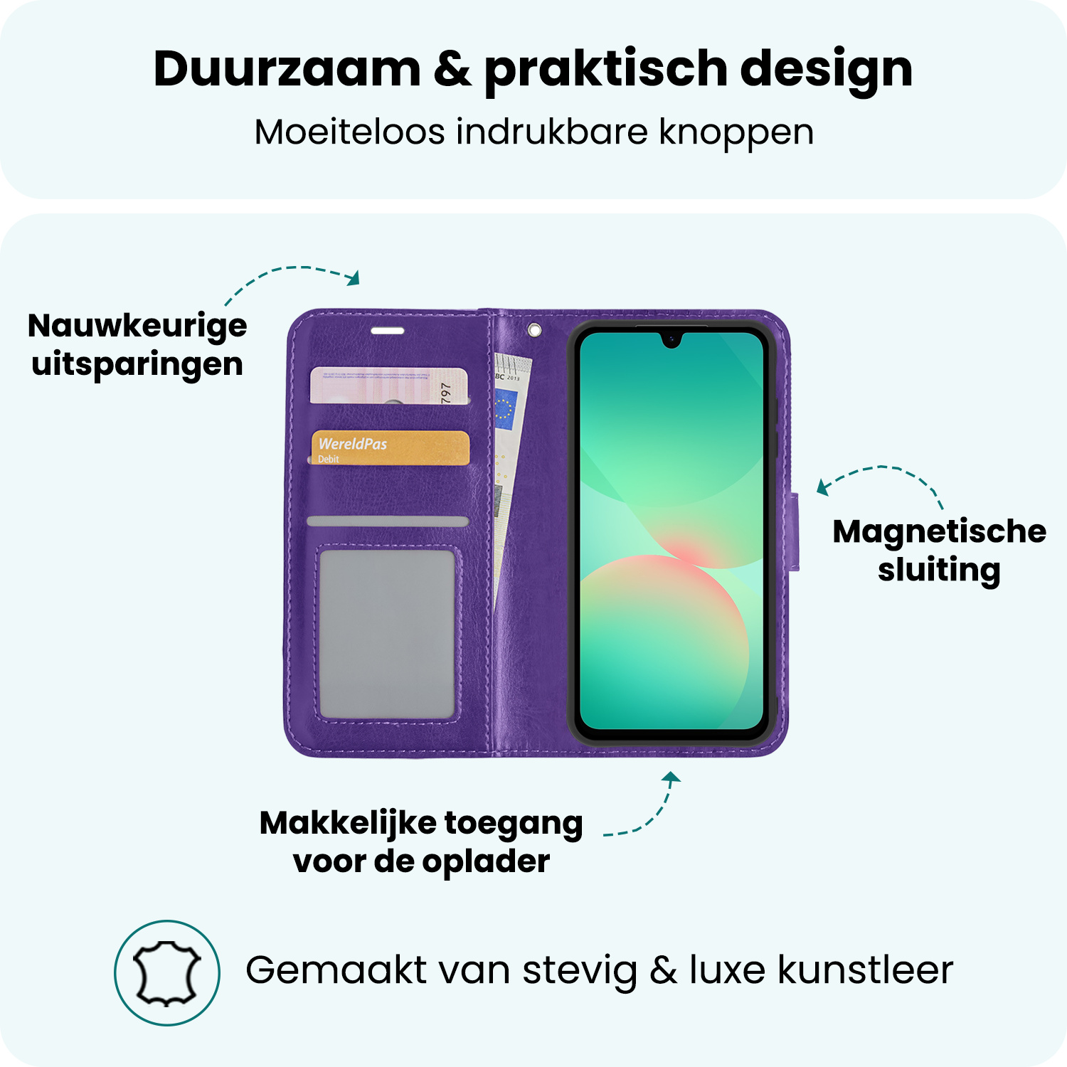 Forterra Forterra Samsung Galaxy A26 Hoesje Bookcase Met Screenprotector - Paars