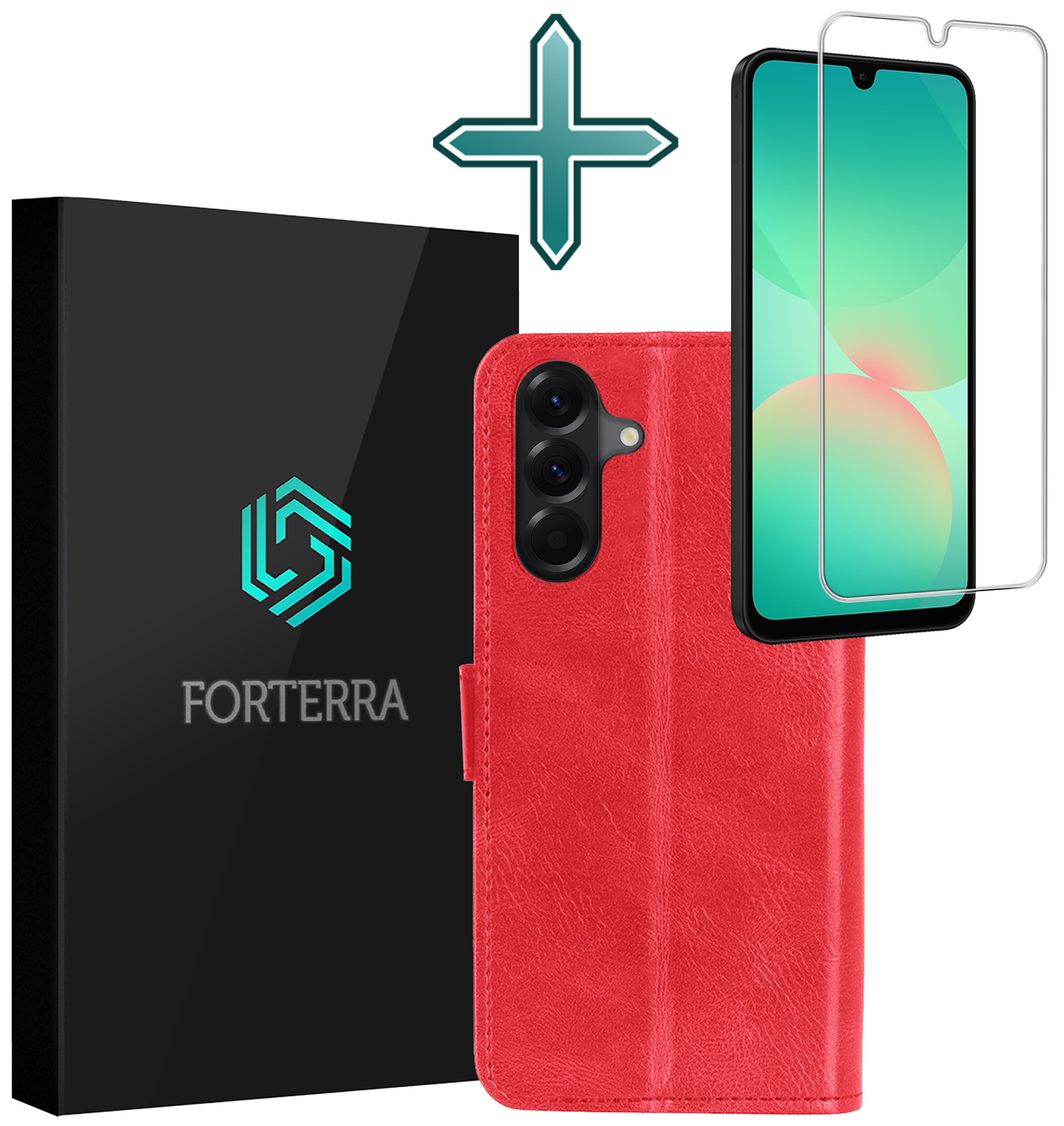 Forterra Forterra Samsung Galaxy A26 Hoesje Bookcase Met Screenprotector - Rood
