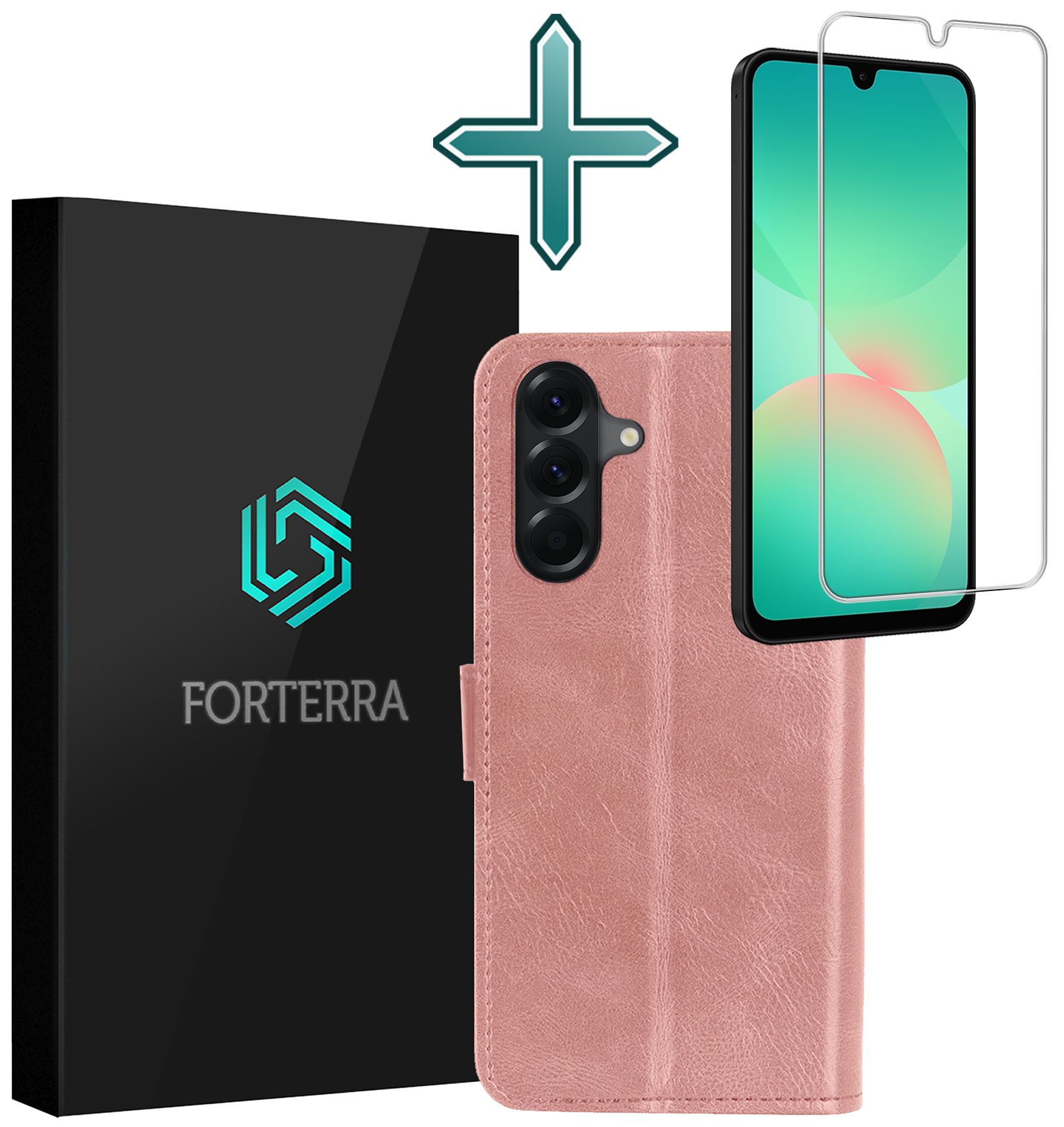 Forterra Forterra Samsung Galaxy A26 Hoesje Bookcase Met Screenprotector - Rose Goud