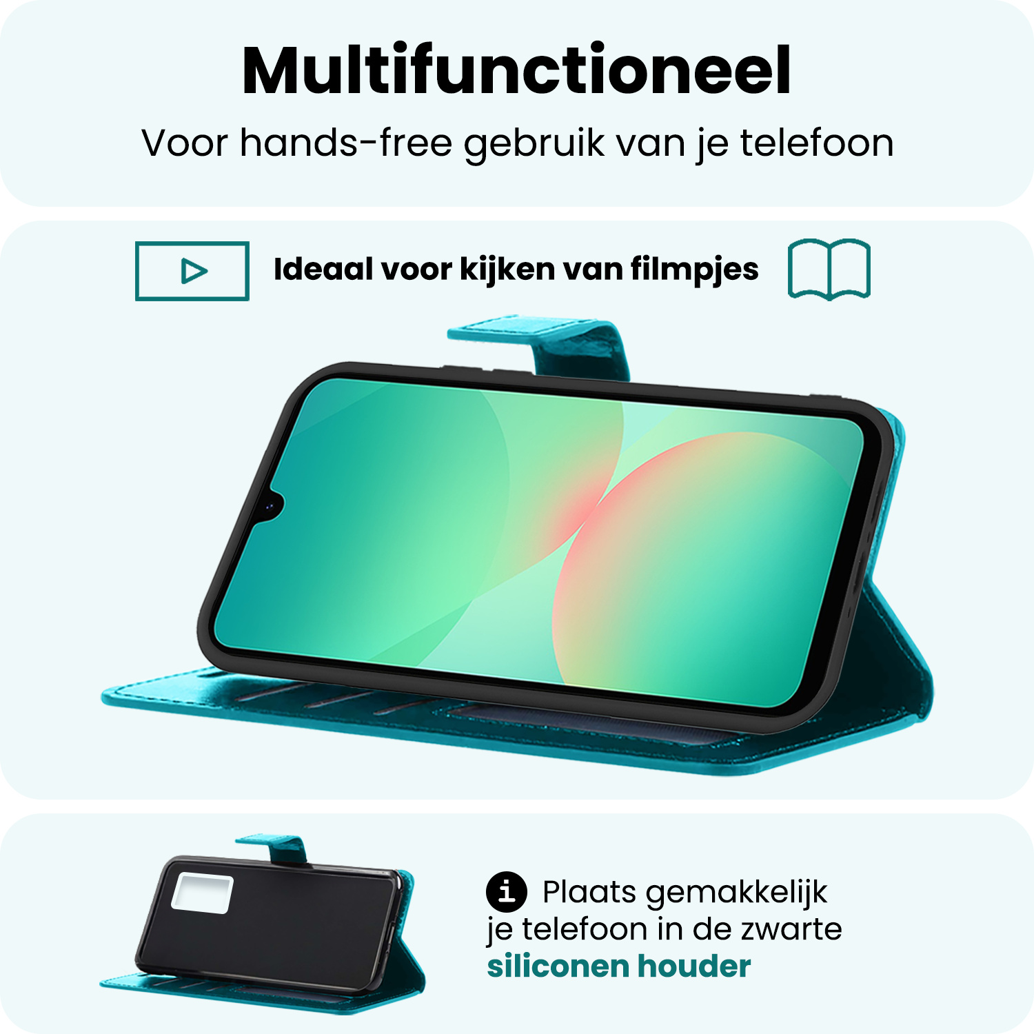 Forterra Forterra Samsung Galaxy A26 Hoesje Bookcase Met Screenprotector - Turquoise