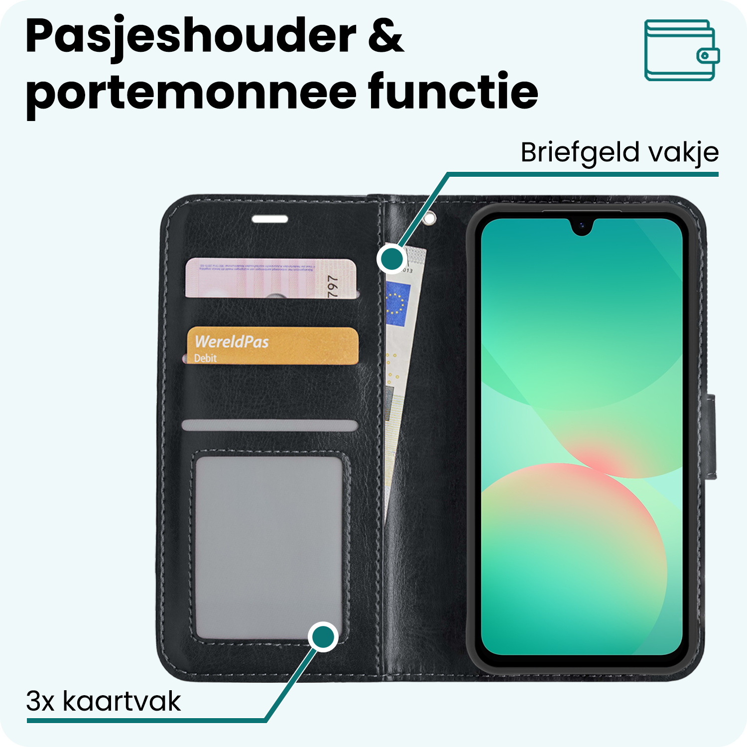 Forterra Forterra Samsung Galaxy A26 Hoesje Bookcase Met Screenprotector - Zwart