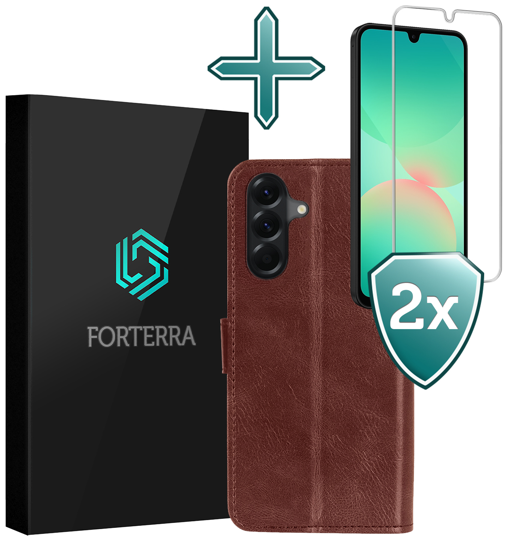 Forterra Forterra Samsung Galaxy A26 Hoesje Bookcase Met 2x Screenprotector - Bruin