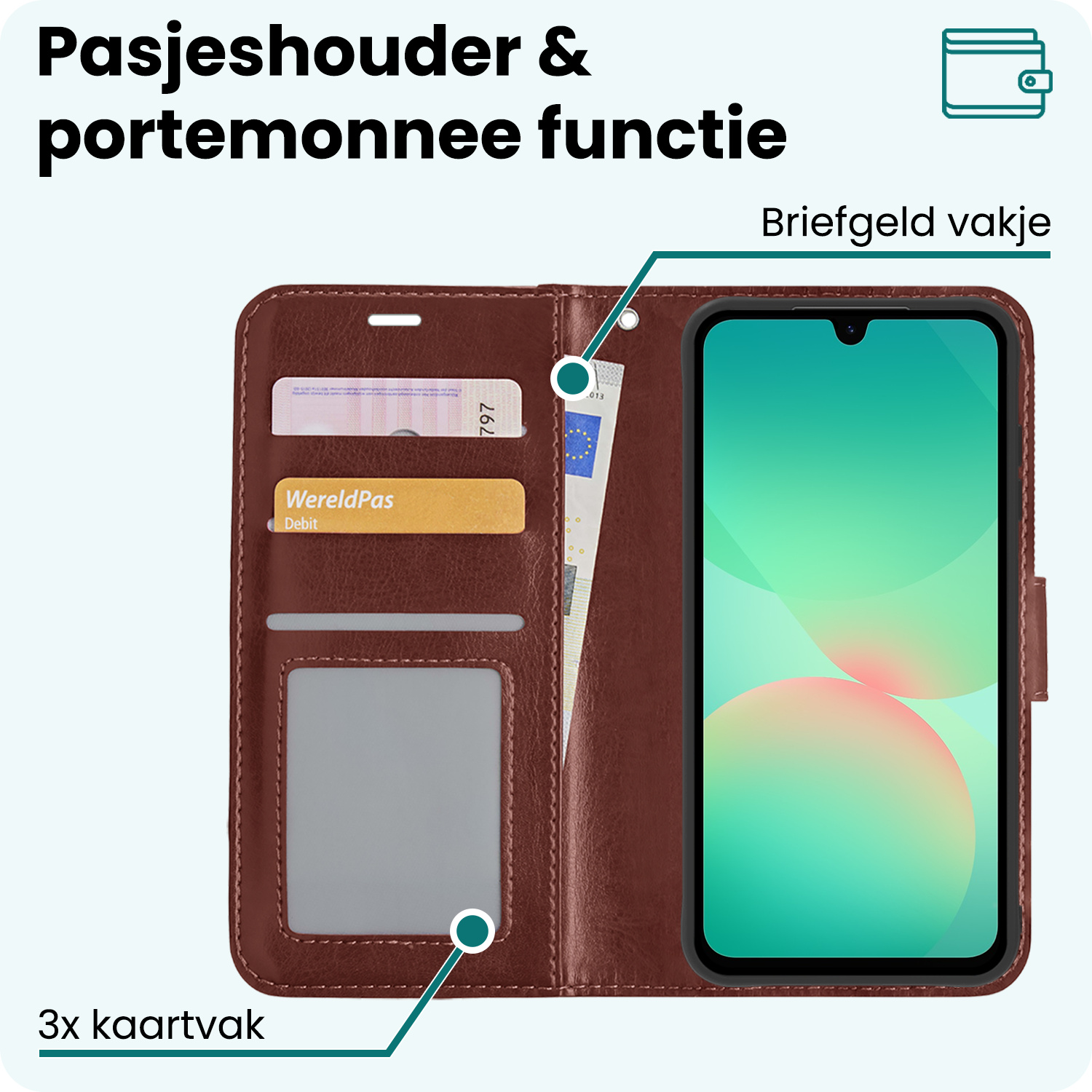 Forterra Forterra Samsung Galaxy A26 Hoesje Bookcase Met 2x Screenprotector - Bruin