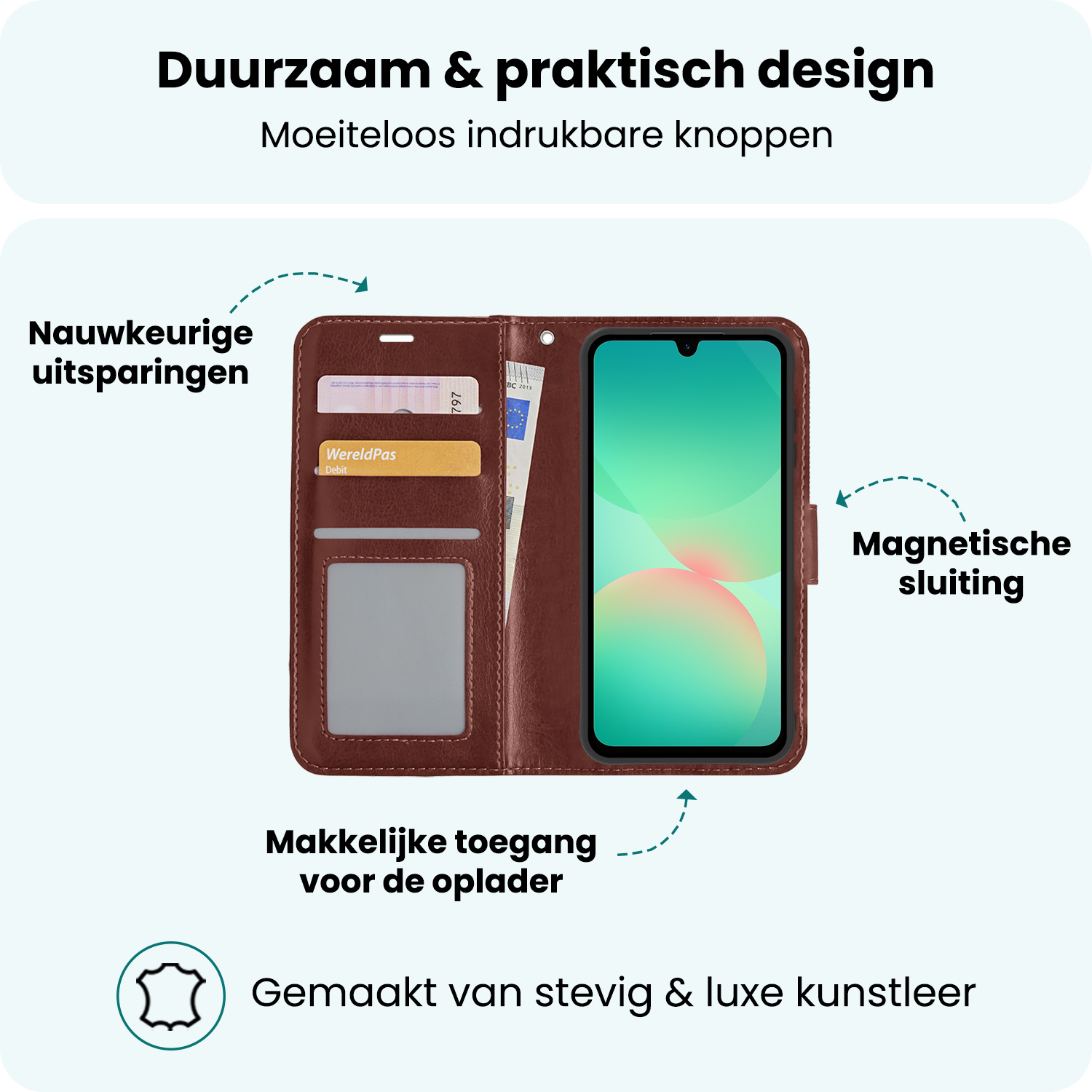 Forterra Forterra Samsung Galaxy A26 Hoesje Bookcase Met 2x Screenprotector - Bruin