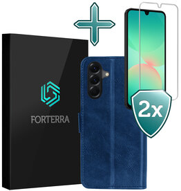 Forterra Forterra Samsung Galaxy A26 Hoesje Bookcase Met 2x Screenprotector - Donkerblauw