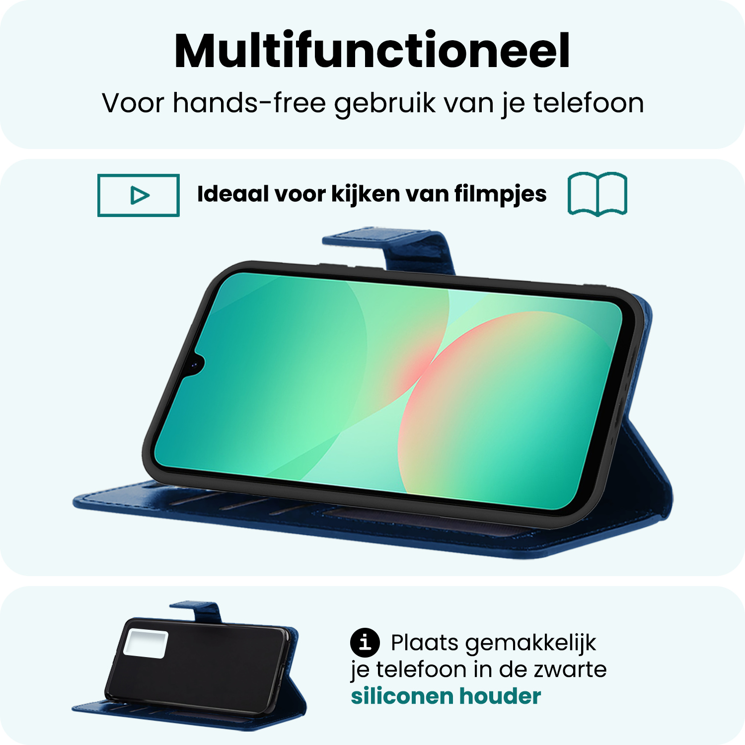 Forterra Forterra Samsung Galaxy A26 Hoesje Bookcase Met 2x Screenprotector - Donkerblauw