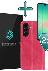 Forterra Forterra Samsung Galaxy A26 Hoesje Bookcase Met 2x Screenprotector - Donkerroze