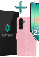 Forterra Forterra Samsung Galaxy A26 Hoesje Bookcase Met 2x Screenprotector - Lichtroze
