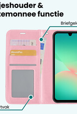 Forterra Forterra Samsung Galaxy A26 Hoesje Bookcase Met 2x Screenprotector - Lichtroze