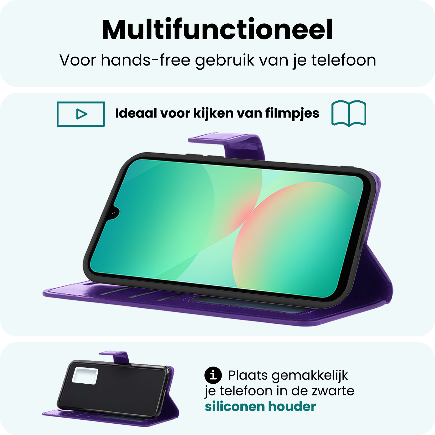 Forterra Forterra Samsung Galaxy A26 Hoesje Bookcase Met 2x Screenprotector - Paars