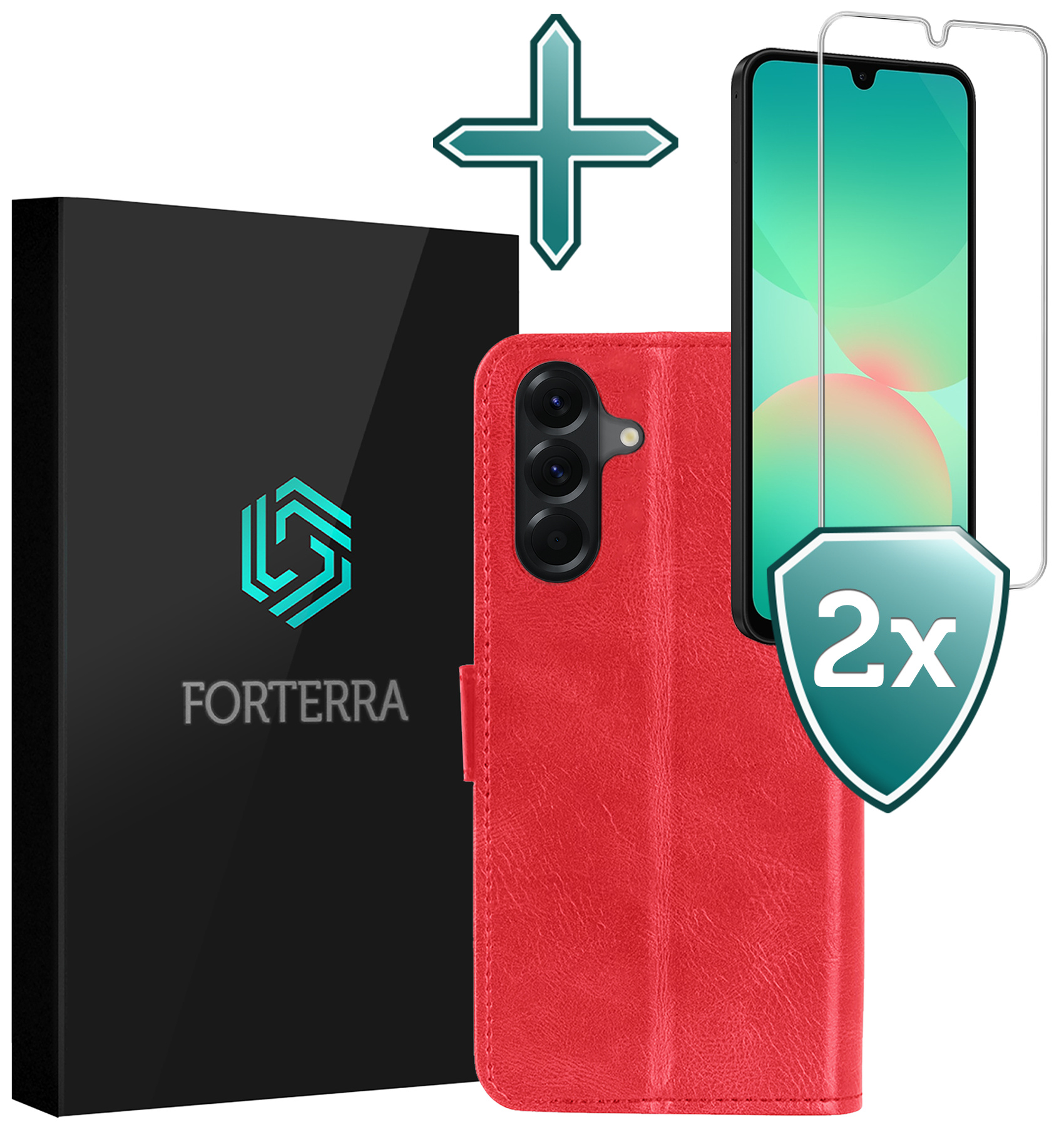 Forterra Forterra Samsung Galaxy A26 Hoesje Bookcase Met 2x Screenprotector - Rood