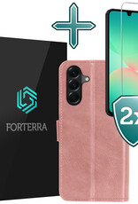Forterra Forterra Samsung Galaxy A26 Hoesje Bookcase Met 2x Screenprotector - Rose Goud