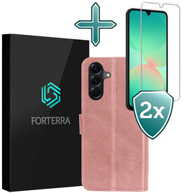 Forterra Forterra Samsung Galaxy A26 Hoesje Bookcase Met 2x Screenprotector - Rose Goud