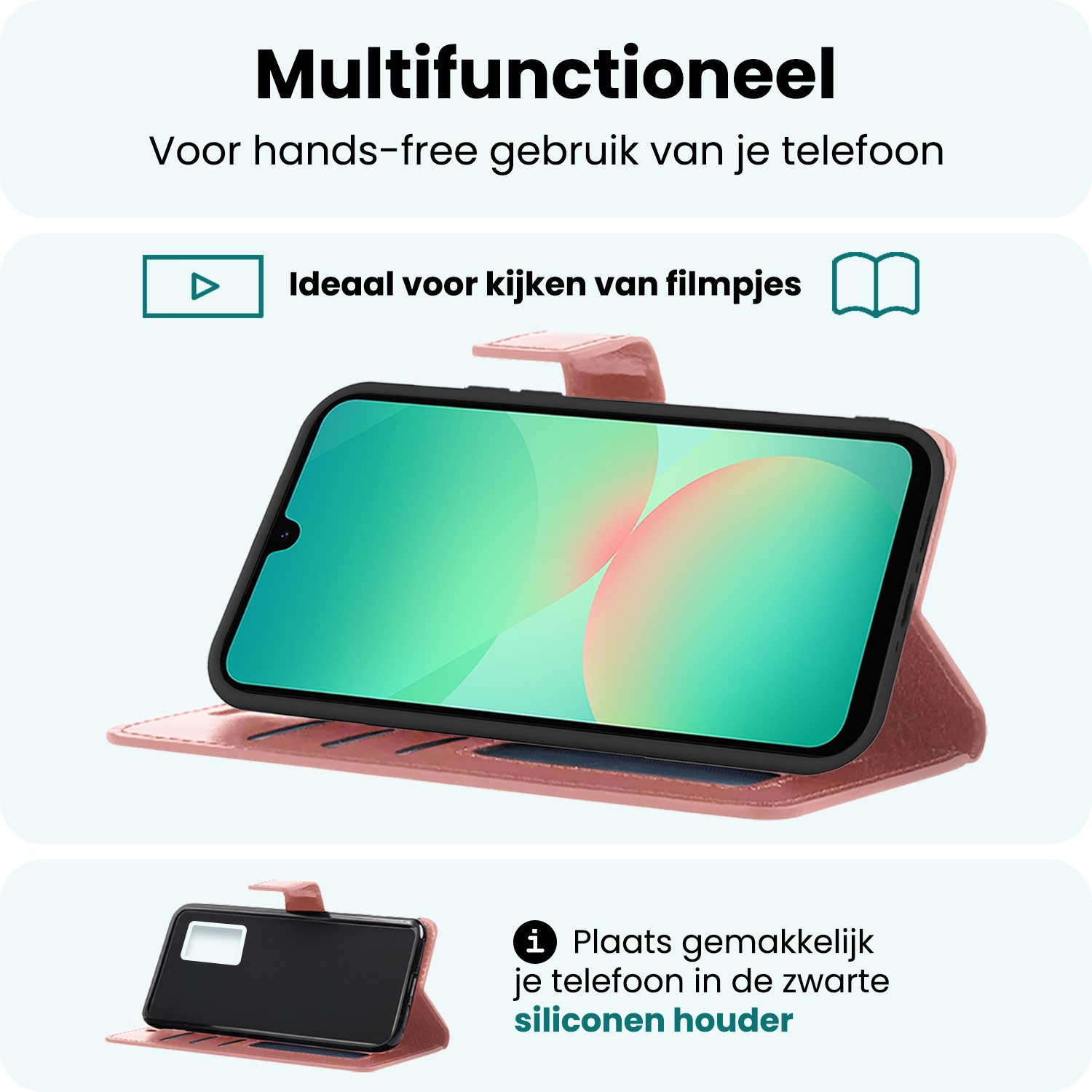 Forterra Forterra Samsung Galaxy A26 Hoesje Bookcase Met 2x Screenprotector - Rose Goud