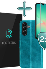 Forterra Forterra Samsung Galaxy A26 Hoesje Bookcase Met 2x Screenprotector - Turquoise